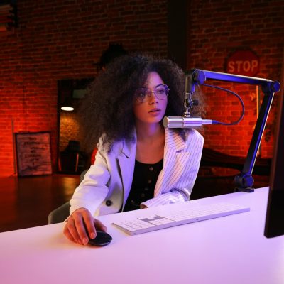 a person sitting at a desk